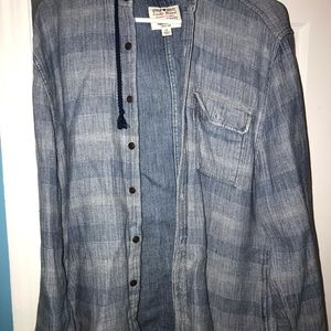 Blue Striped Jacket Button Up Shirt Sweatshirt